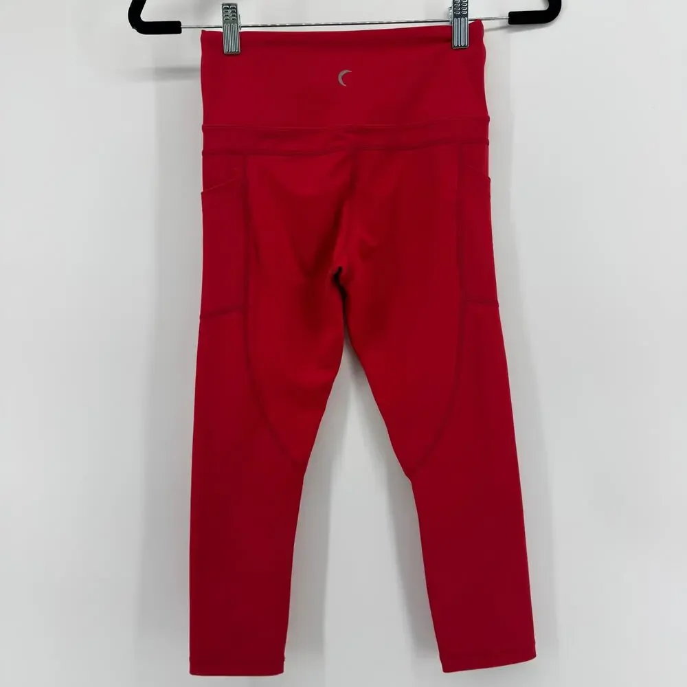 ZYIA Active Red High Waisted Pocket Leggings Size 2 Athletic Workout Yoga